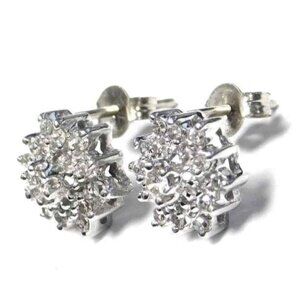 14K White Gold Earrings w/ Diamond Stones 1.8 grams
